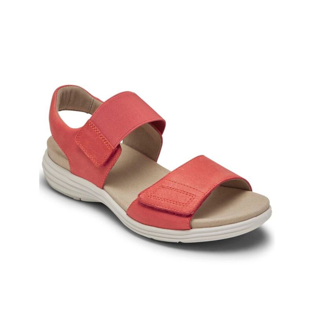 NWT ROCKPORT Womens Red 1/2" Platform Beaumont Toe Wedge Slingback Sandal 10